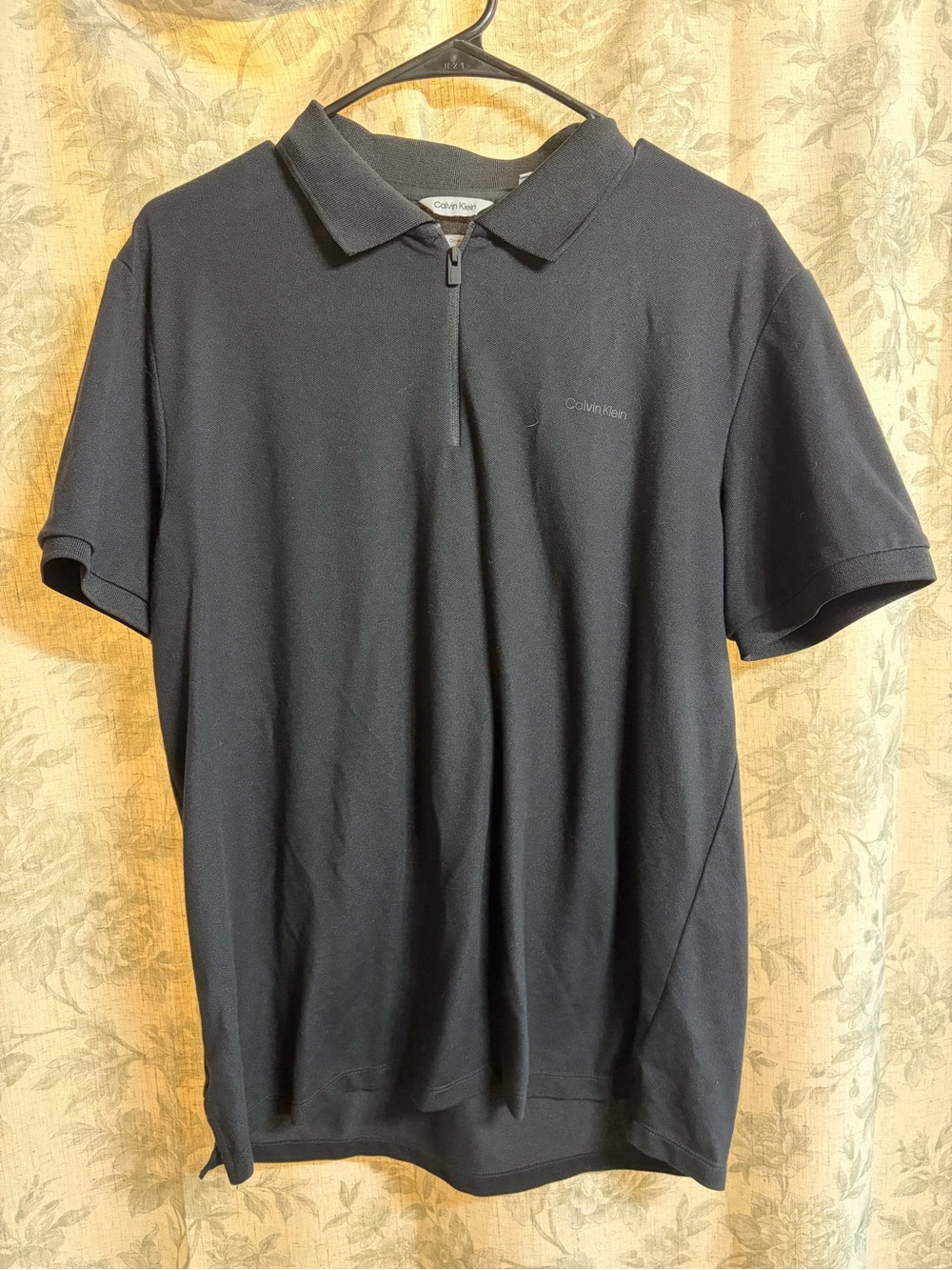 Calvin Klein Men’s Black Short-Sleeve Zip Polo